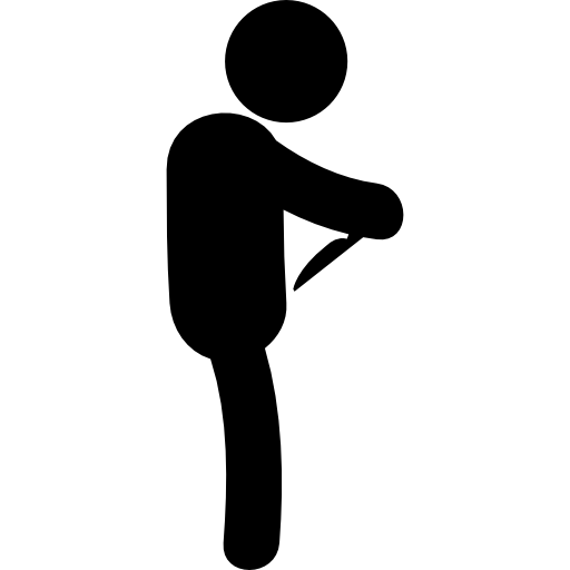 Man side silhouette with a knife pointing his body